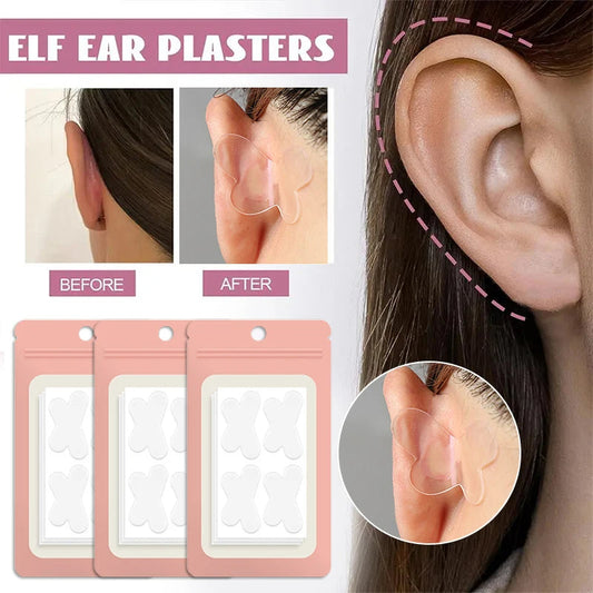 Silicone ear corrector stickers, butterfly-shaped pads in pink pouch