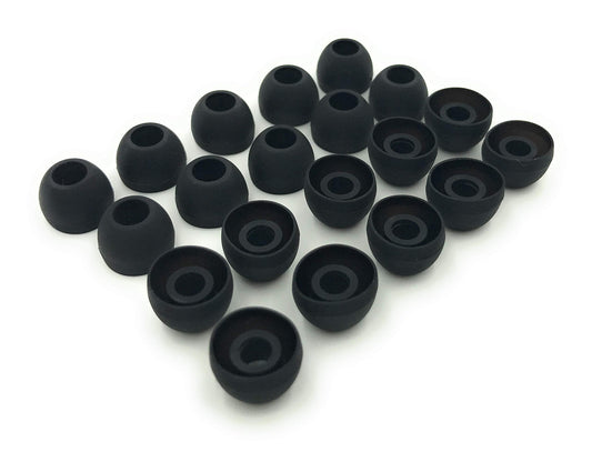 Medium silicone earbud tips, black, multiple replacement eartips