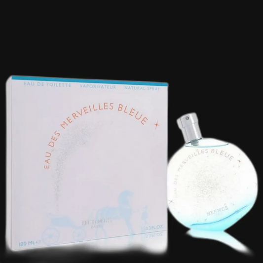 Women’s Eau de Toilette perfume with blue-tinted bottle and matching box set