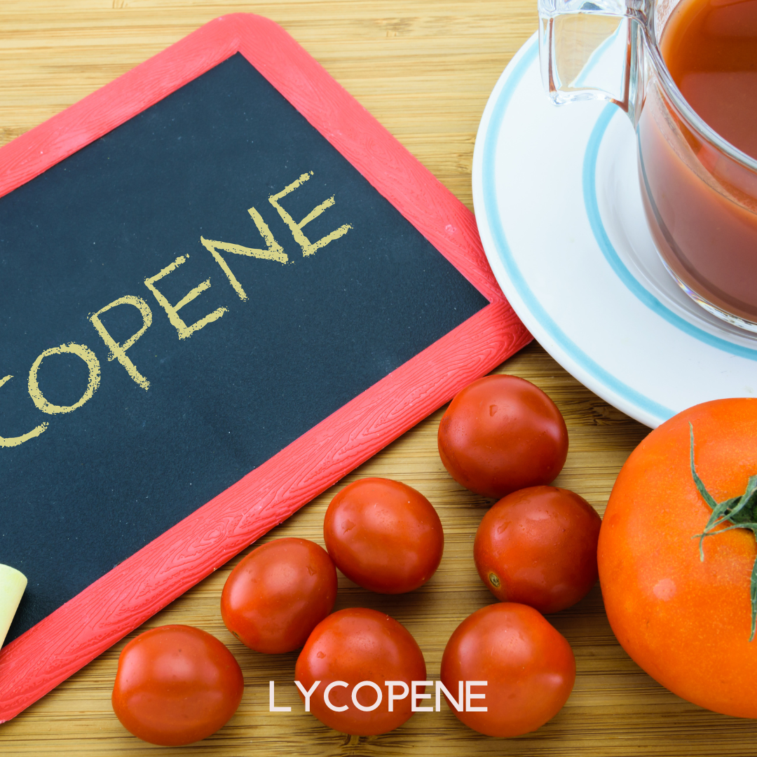 Lycopene tomatoes with orange fruit and a chalkboard