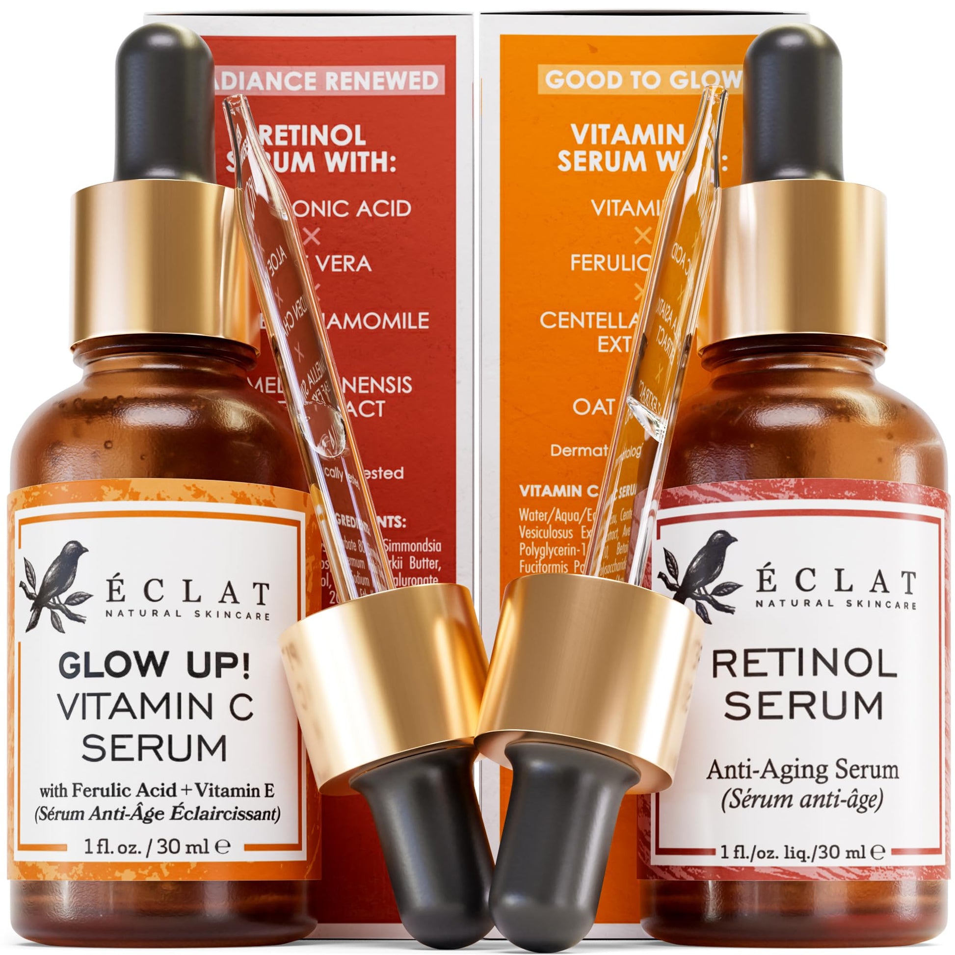 Eclat Skincare Face Serum Set - Vitamin C Serum for Radiance Retinol Serum for Wrinkles - Renee Lane Company