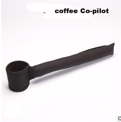 Leather car seat gap filler, coffee color, long strap with cup holder