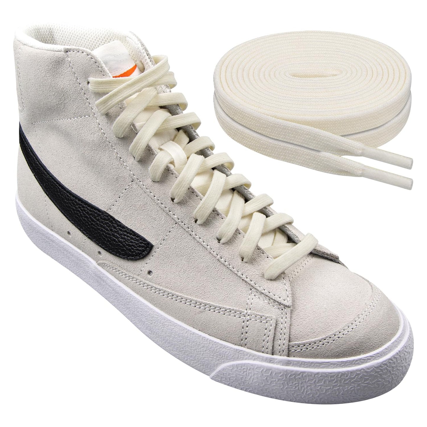 Elastic Shoe Laces for Nike Blazer Flat Stretchy Bungee Replacement Shoelaces(Color:CreamSize:46Inch) - Renee Lane Company