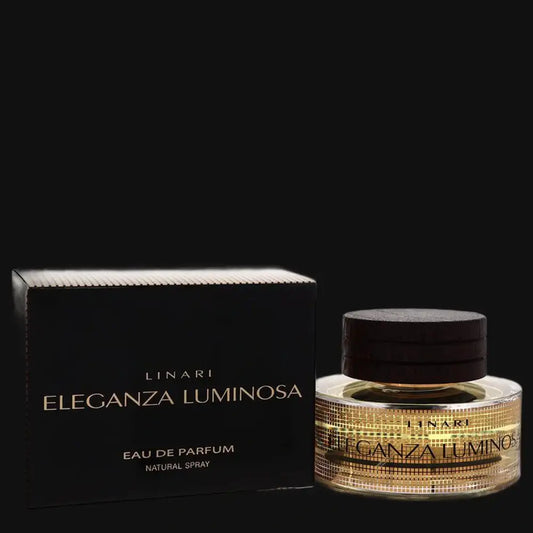 Linari women’s eau de parfum spray with dark box and gold-toned glass bottle