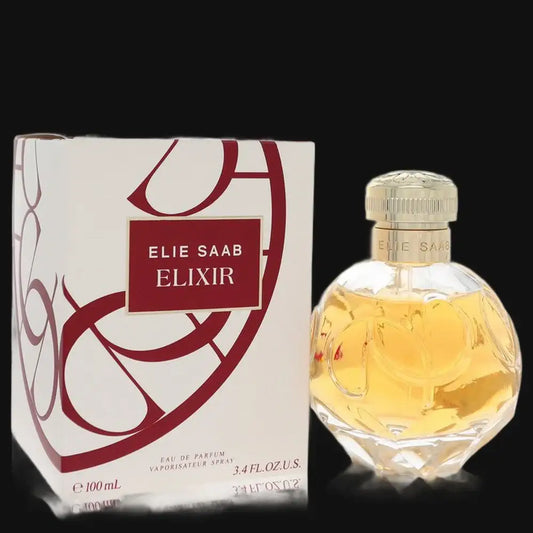 Elie Saab Elixir women’s eau de parfum box and glass bottle with gold cap