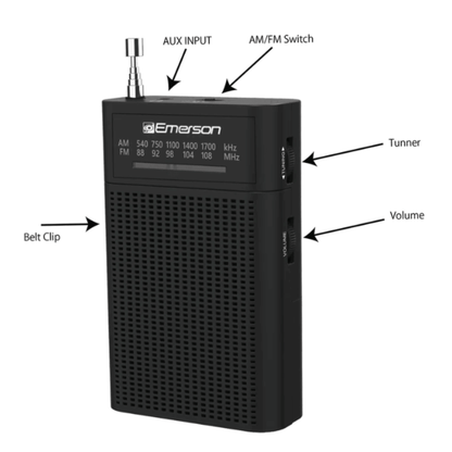 Emerson Portable AMFM Radio with Built-In Speaker - Renee Lane Company