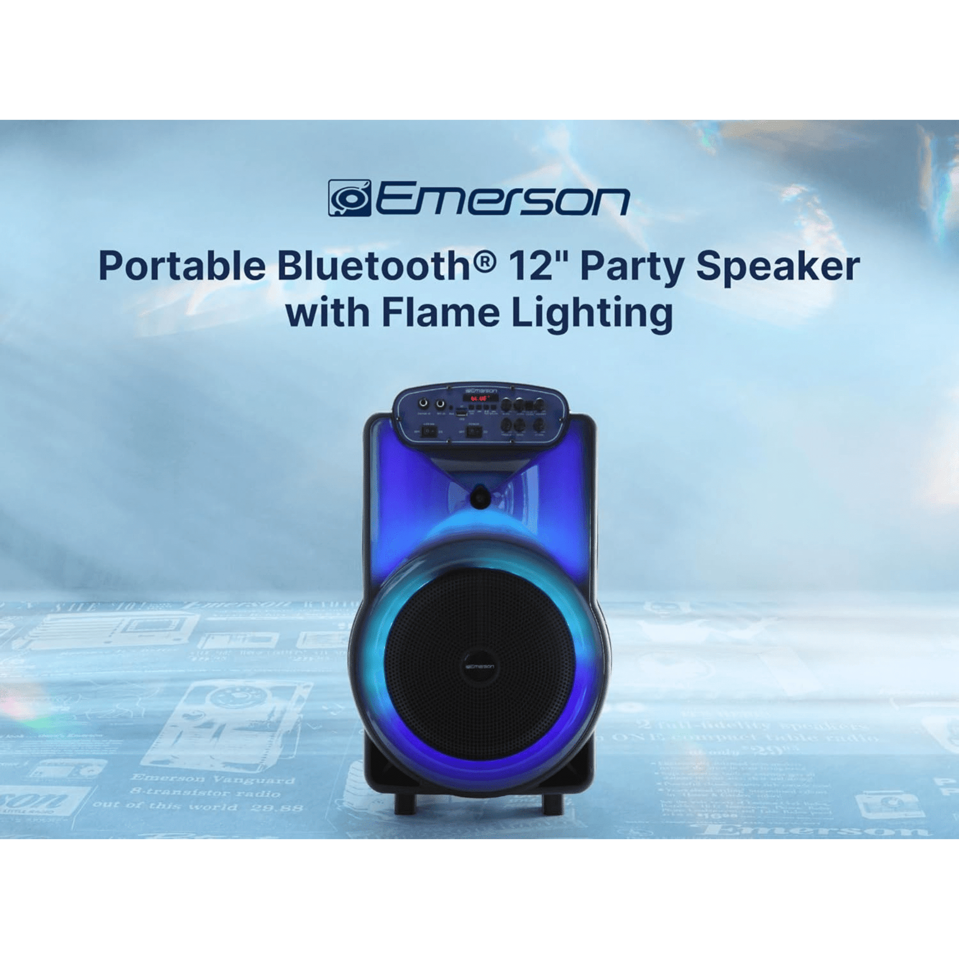 Emerson Portable Bluetooth 12" Party Speaker with Flame Lighting - Renee Lane Company