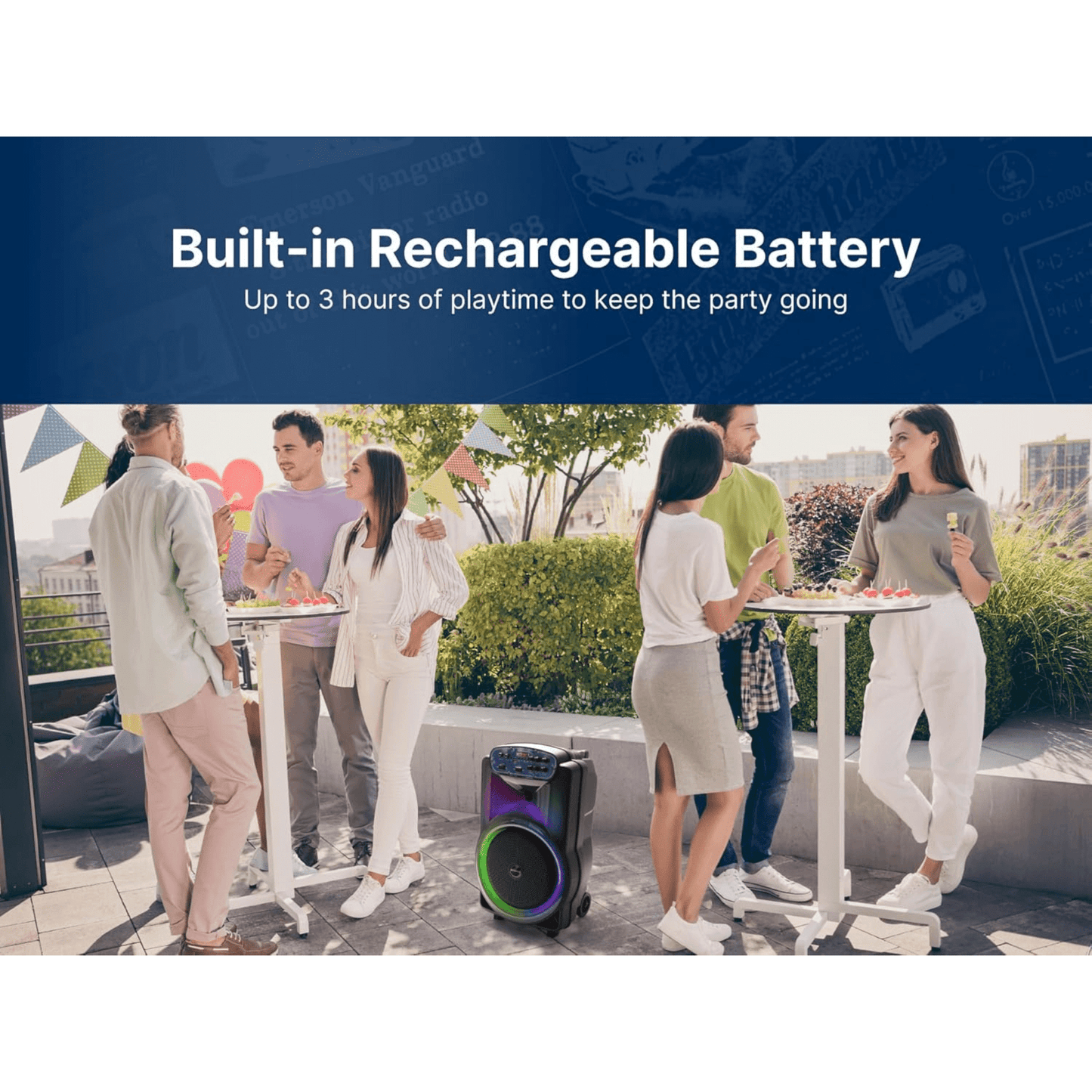 Emerson Portable Bluetooth 12" Party Speaker with Flame Lighting - Renee Lane Company