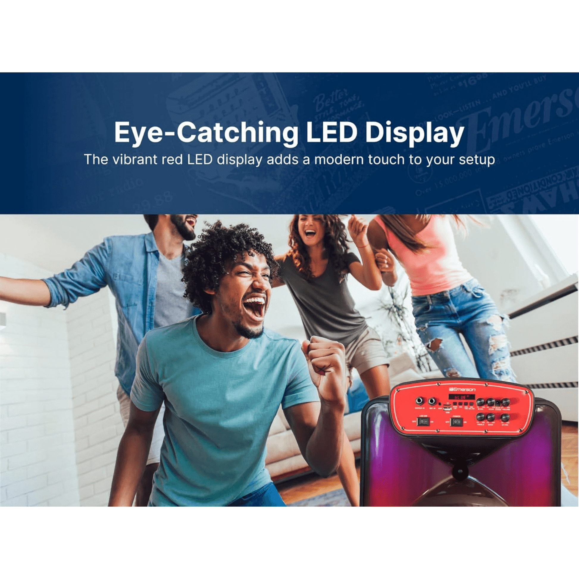 Emerson Portable Bluetooth 15" Party Speaker with Flame Lighting - Renee Lane Company