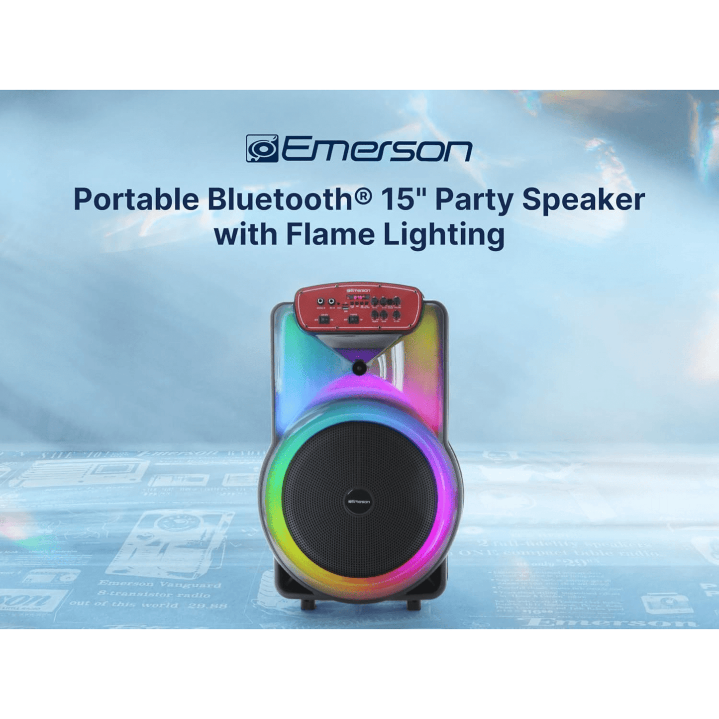 Emerson Portable Bluetooth 15" Party Speaker with Flame Lighting - Renee Lane Company
