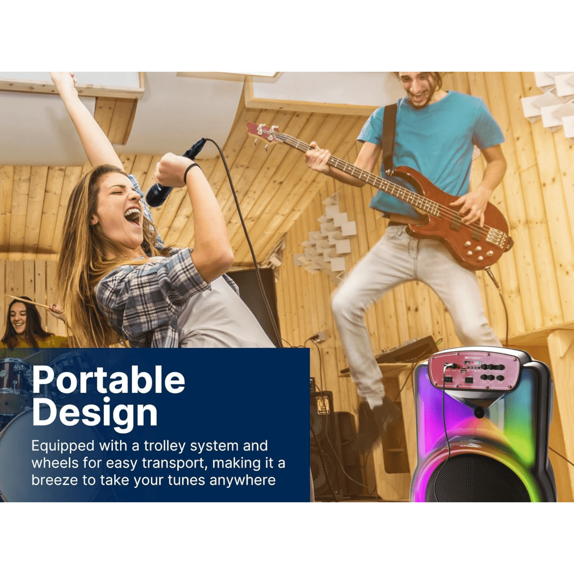 Emerson Portable Bluetooth 15" Party Speaker with Flame Lighting - Renee Lane Company