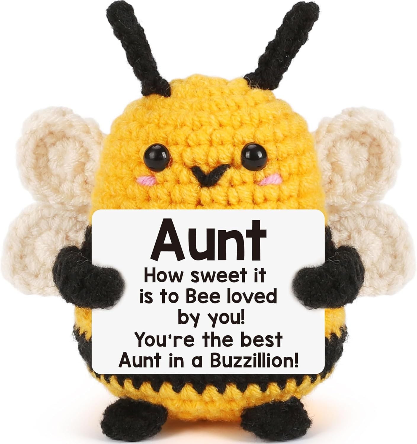 Emotional Valentines Bee Gifts for Aunt Auntie, from Niece Nephew, Aunt Gift for Christmas, Birthday, Auntie Mothers Day, Christmas - Handmade Crochet Bee for Easter Basket Essentials - Renee Lane Company