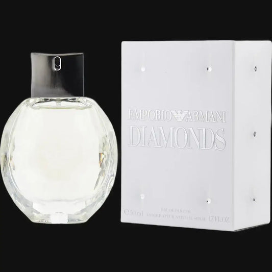 Emporio Armani Diamonds women’s perfume bottle with clear faceted glass and white box