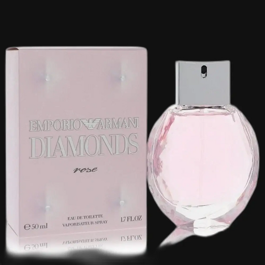Women’s Eau de Toilette spray: pink rose glass bottle with gray cap, with box