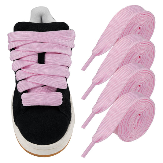 Endoto 2 Pairs Fat Shoelaces for Adidas Campus 2CM Thick Flat Wide Jumbo Replacements Shoe Laces for Sneaker(Color:PinkSize:54Inch) - Renee Lane Company