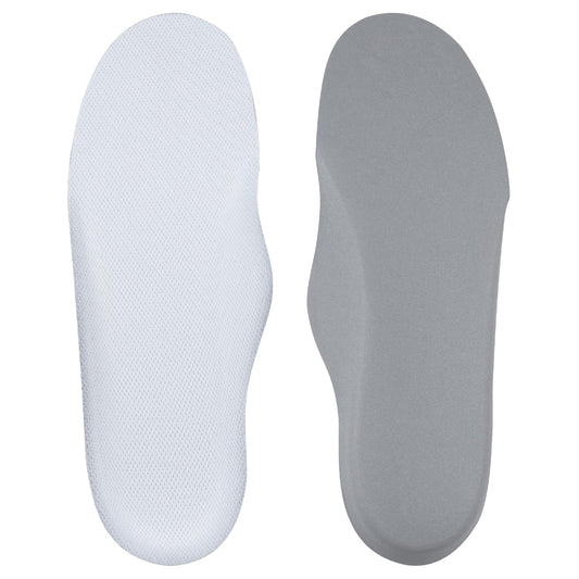EVA insole inserts, white textured top and gray smooth underside, full-length curved pad