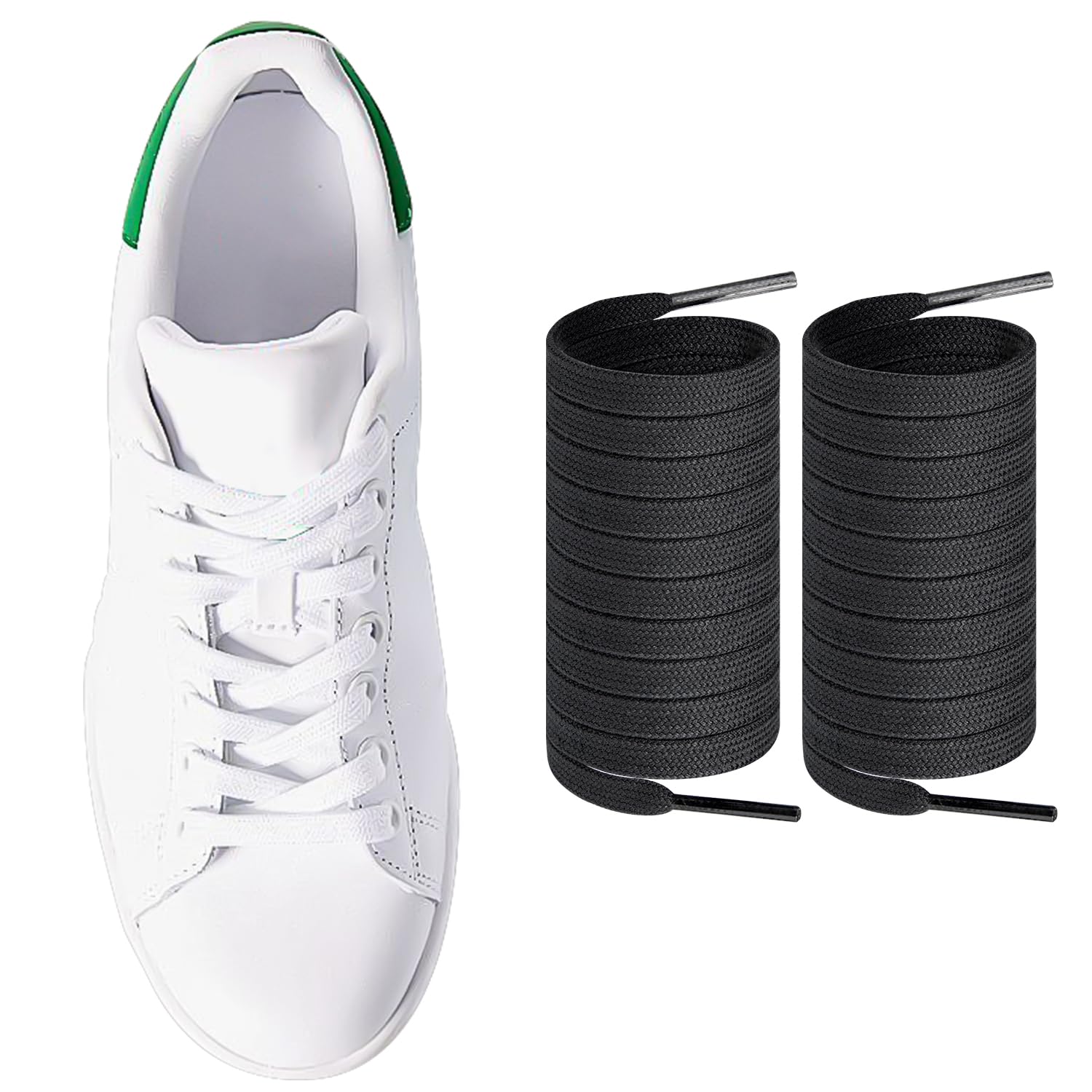 Endoto ShoeLaces for Adidas Stan Smith Flat Shoe Laces Replacement Laces for Sneaker Shoes(BlackSize:55Inch) - Renee Lane Company