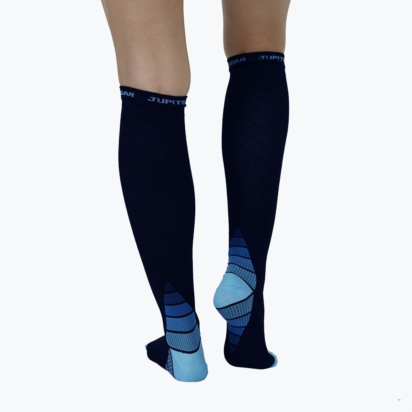 Endurance Compression Socks for Running and Hiking - Black with Blue A - Renee Lane Company
