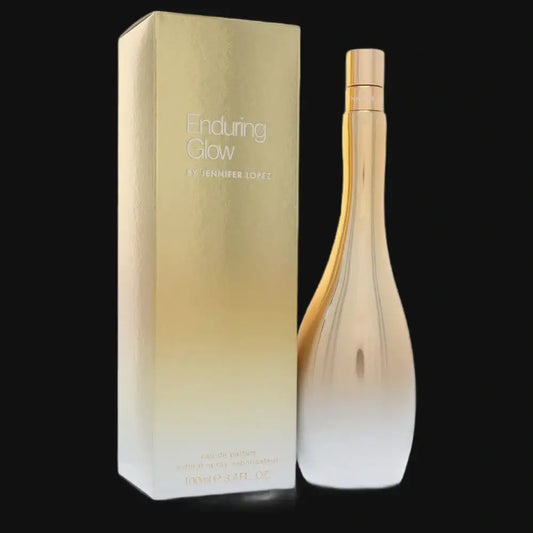 Women's perfume bottle with gold cap and box, clear bottle with golden liquid