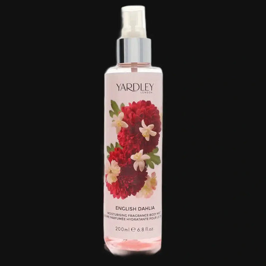 Yardley London English Dahlia eau de toilette bottle with silver sprayer, floral label