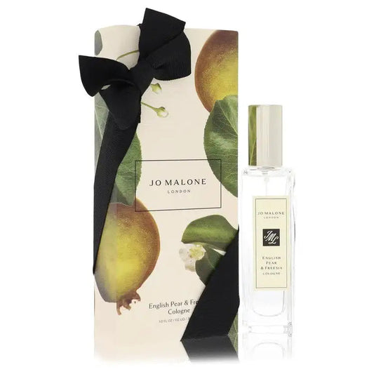 English Pear & Freesia cologne gift set with ribboned box and glass bottle