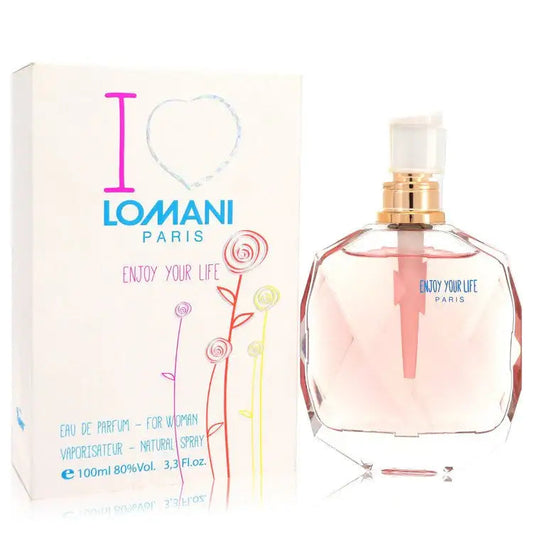 Women’s perfume box and bottle set; pink bottle with gold spray cap