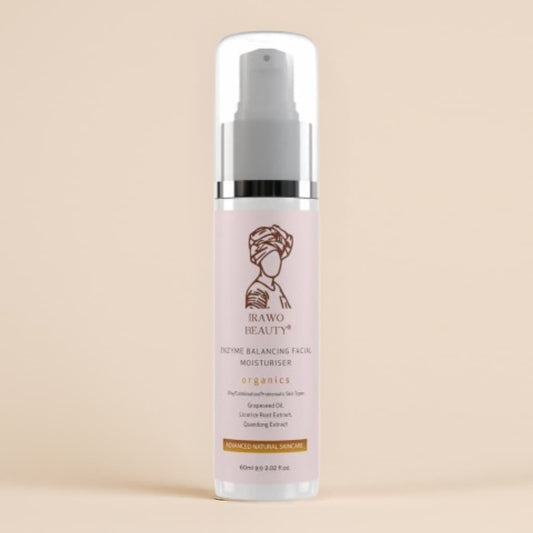 Facial moisturizer bottle with pump and clear cap, pale pink label