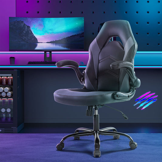 Ergonomic Office Computer Home Gaming Desk Chair Adjustable PU Leather Racing Chair Flip-up Armrest For Christmas Furniture - Renee Lane Company