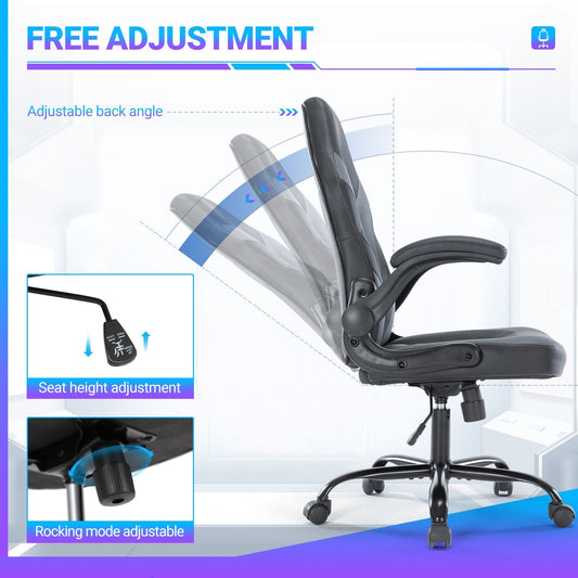 Ergonomic Office Computer Home Gaming Desk Chair Adjustable PU Leather Racing Chair Flip-up Armrest For Christmas Furniture - Renee Lane Company