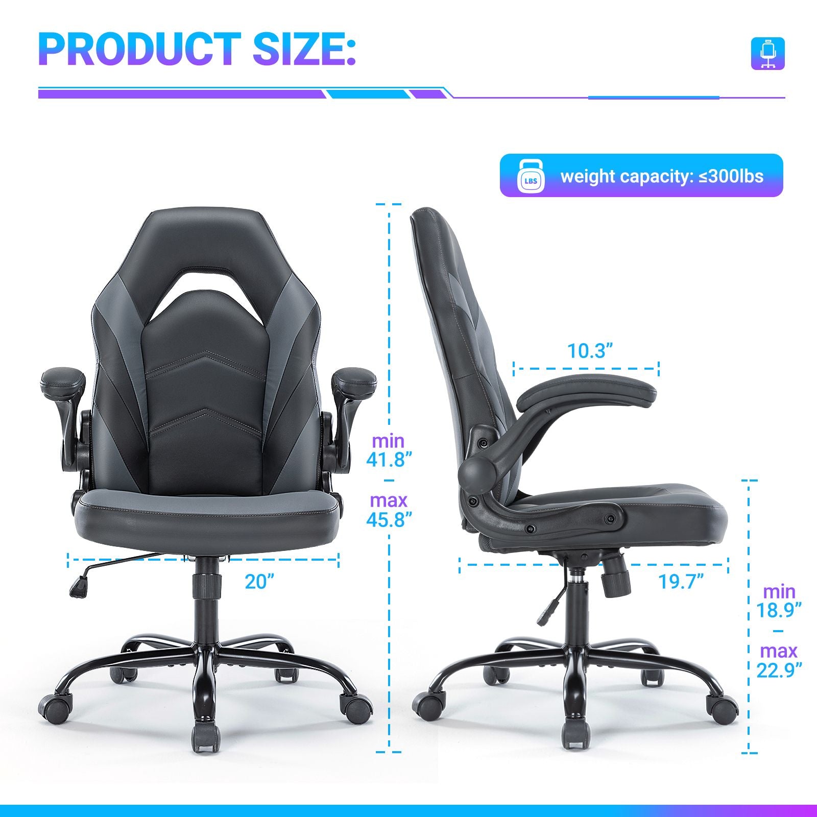 Ergonomic Office Computer Home Gaming Desk Chair Adjustable PU Leather Racing Chair Flip-up Armrest For Christmas Furniture - Renee Lane Company