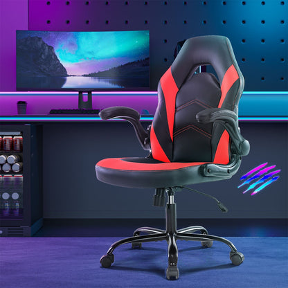 Ergonomic Office Computer Home Gaming Desk Chair Adjustable PU Leather Racing Chair Flip-up Armrest For Christmas Furniture - Renee Lane Company