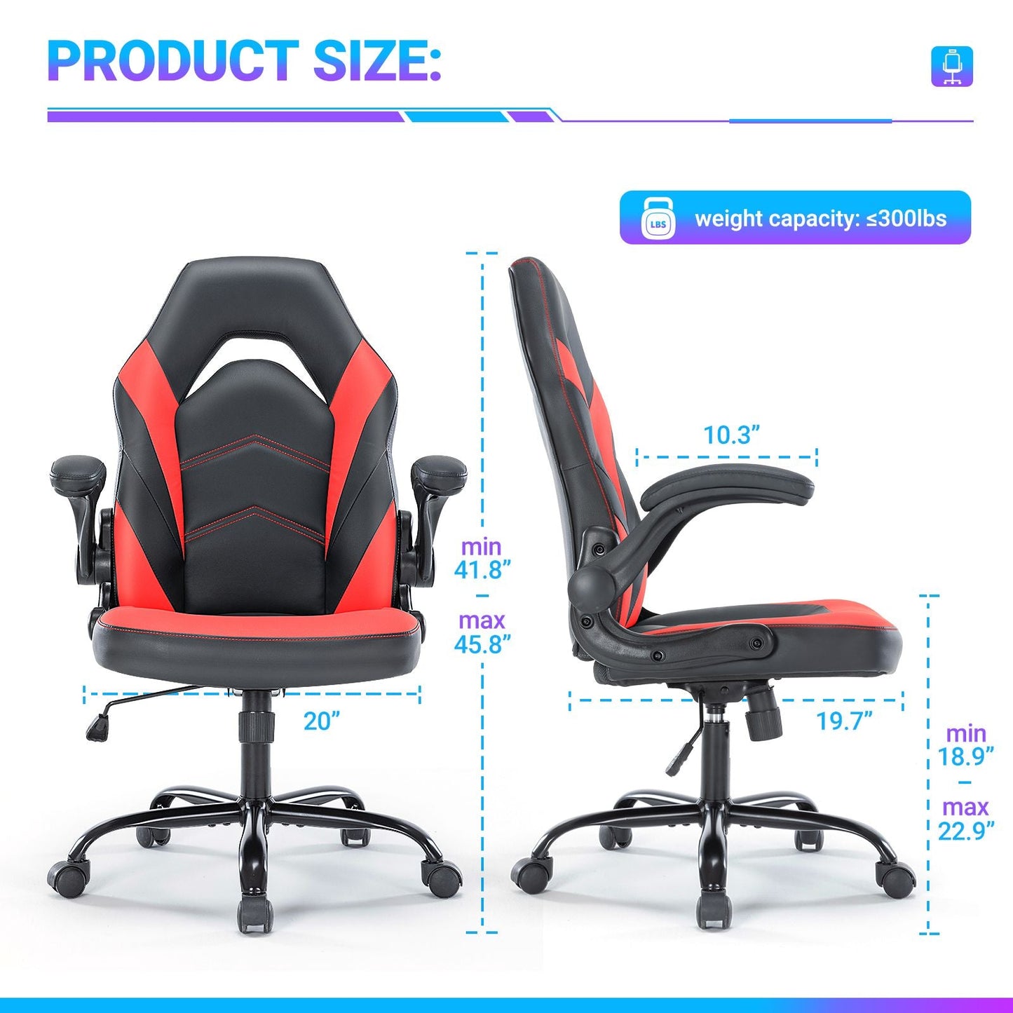 Ergonomic Office Computer Home Gaming Desk Chair Adjustable PU Leather Racing Chair Flip-up Armrest For Christmas Furniture - Renee Lane Company