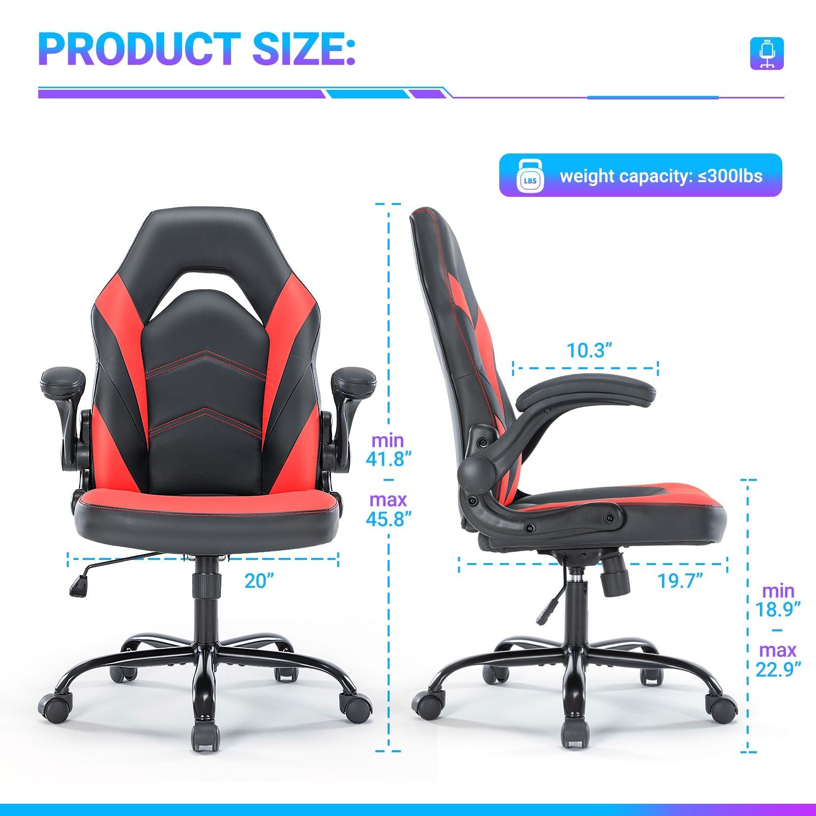 Ergonomic Office Computer Home Gaming Desk Chair Adjustable PU Leather Racing Chair Flip-up Armrest For Christmas Furniture - Renee Lane Company