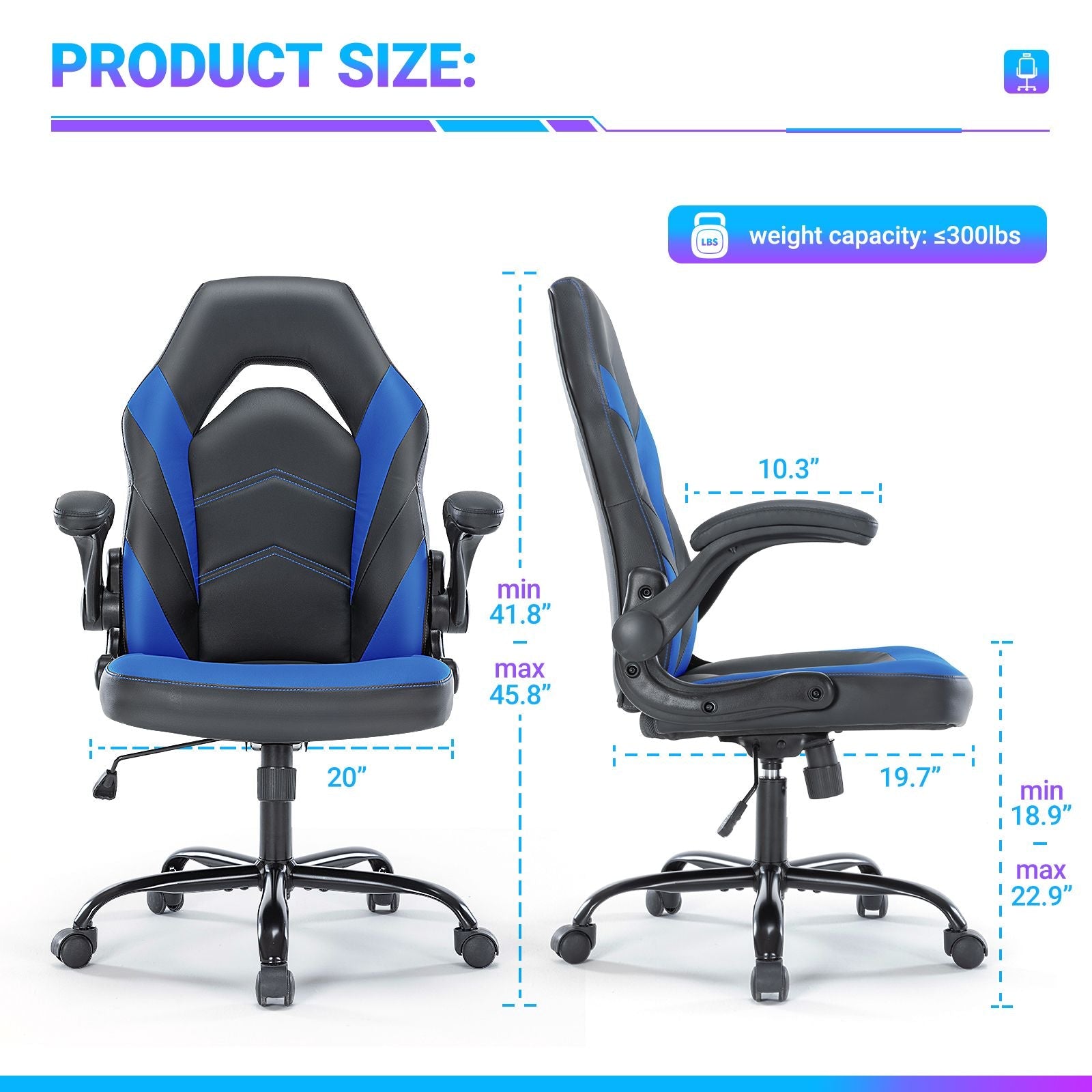 Ergonomic Office Computer Home Gaming Desk Chair Adjustable PU Leather Racing Chair Flip-up Armrest For Christmas Furniture - Renee Lane Company