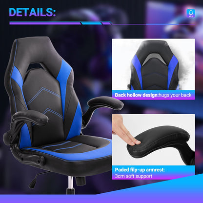 Ergonomic Office Computer Home Gaming Desk Chair Adjustable PU Leather Racing Chair Flip-up Armrest For Christmas Furniture - Renee Lane Company