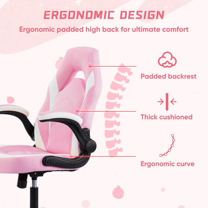 Ergonomic Office Computer Home Gaming Desk Chair Adjustable PU Leather Racing Chair Flip-up Armrest For Christmas Furniture - Renee Lane Company