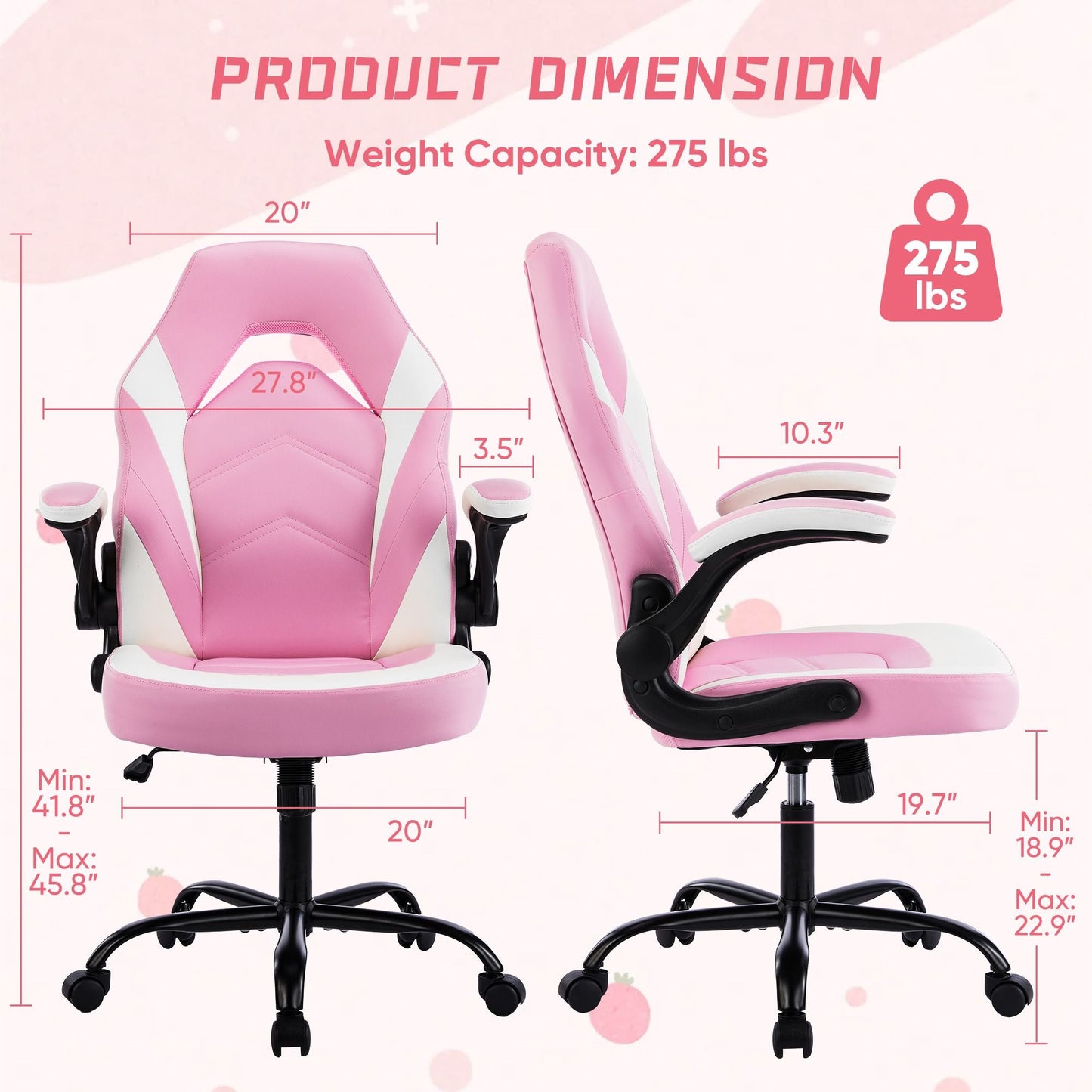 Ergonomic Office Computer Home Gaming Desk Chair Adjustable PU Leather Racing Chair Flip-up Armrest For Christmas Furniture - Renee Lane Company