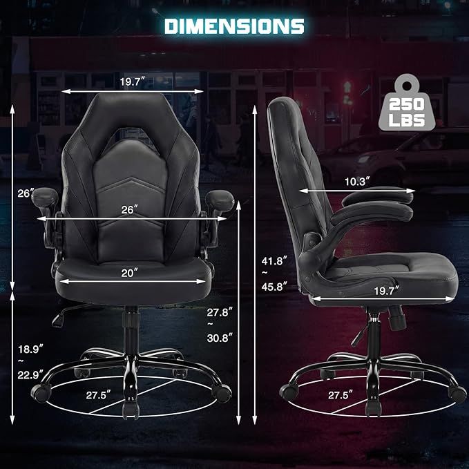 Ergonomic Office Computer Home Gaming Desk Chair Adjustable PU Leather Racing Chair Flip-up Armrest For Christmas Furniture - Renee Lane Company