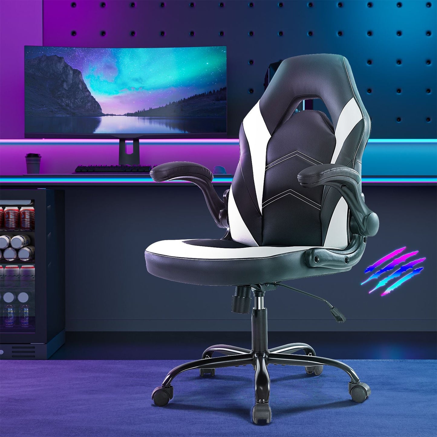 Ergonomic Office Computer Home Gaming Desk Chair Adjustable PU Leather Racing Chair Flip-up Armrest For Christmas Furniture - Renee Lane Company