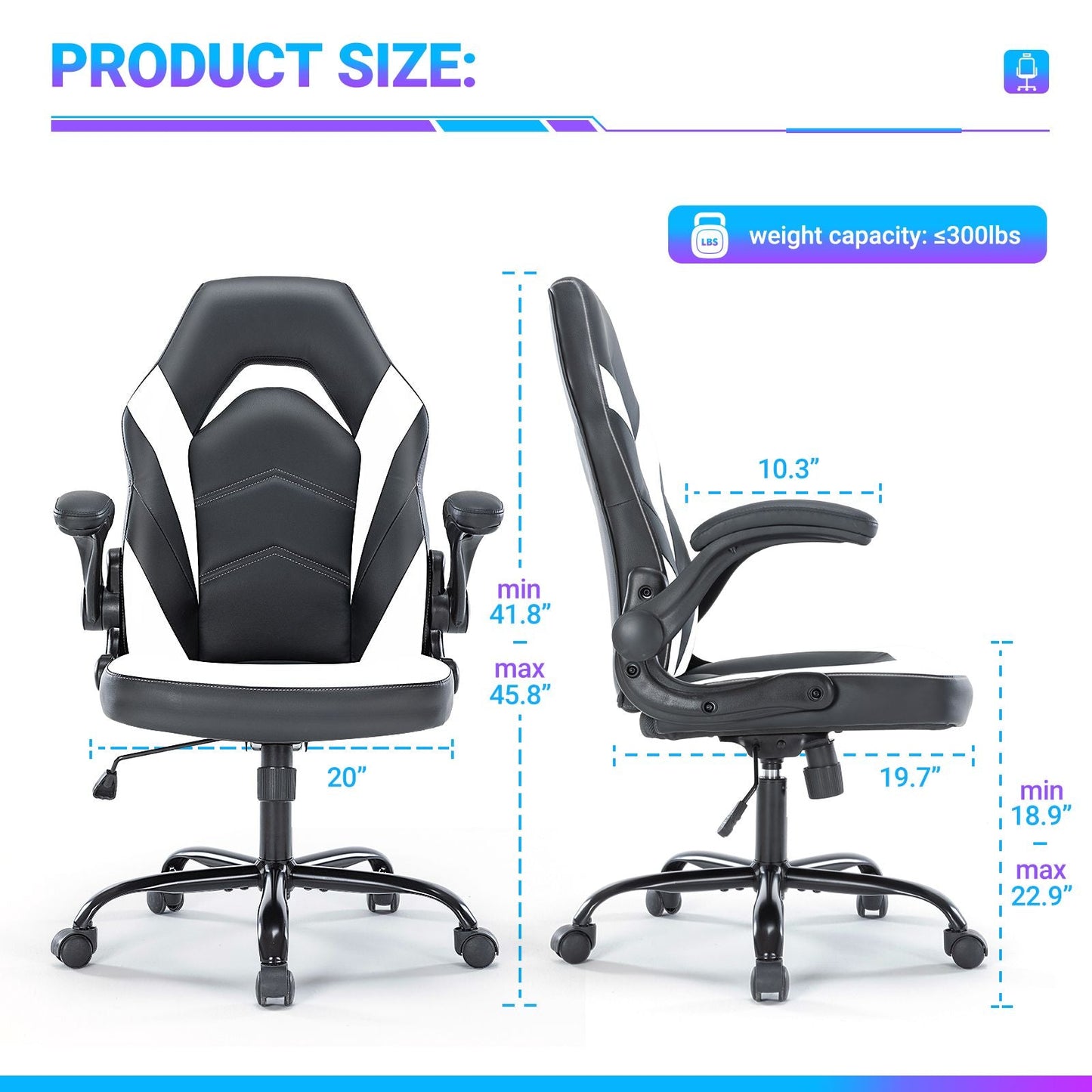 Ergonomic Office Computer Home Gaming Desk Chair Adjustable PU Leather Racing Chair Flip-up Armrest For Christmas Furniture - Renee Lane Company