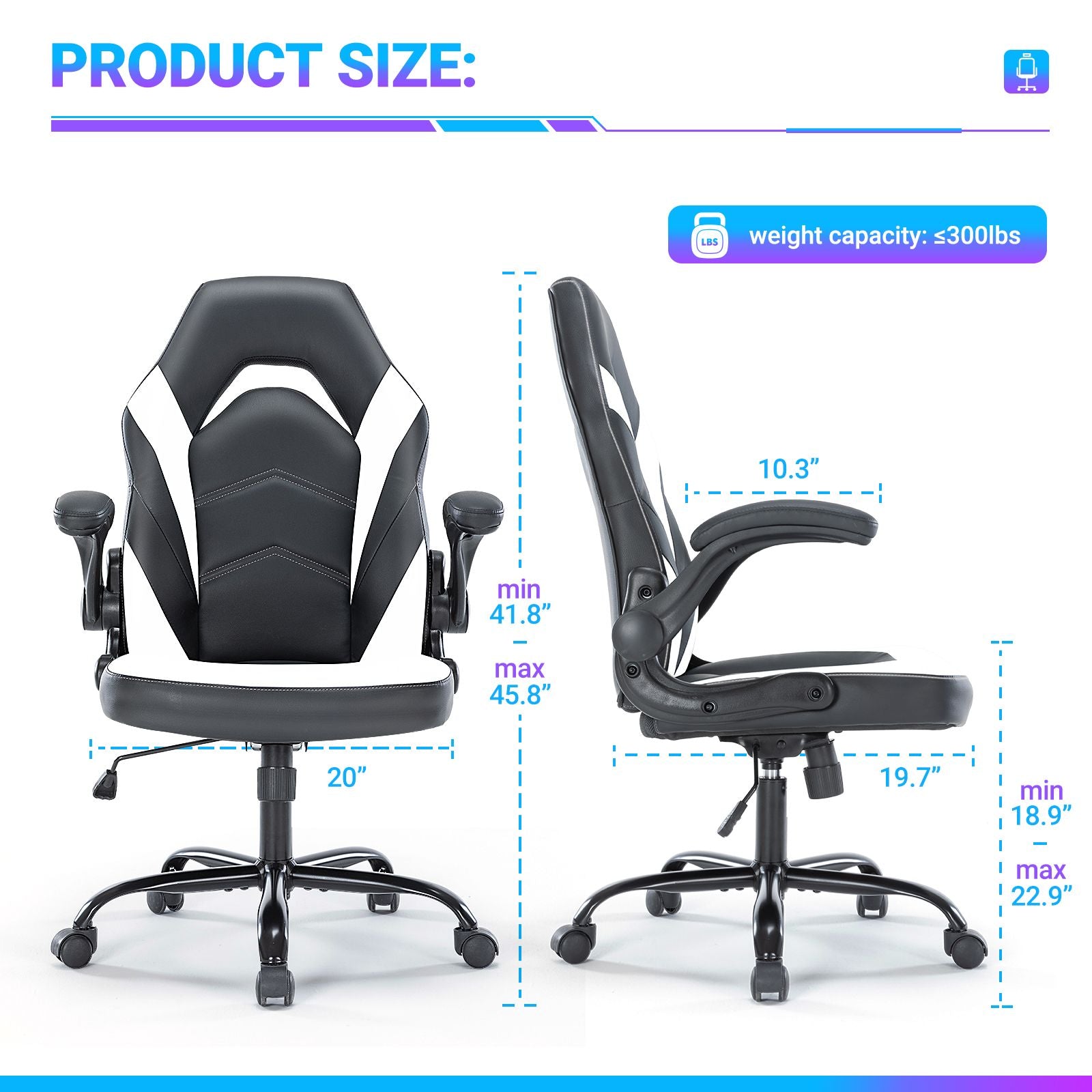 Ergonomic Office Computer Home Gaming Desk Chair Adjustable PU Leather Racing Chair Flip-up Armrest For Christmas Furniture - Renee Lane Company