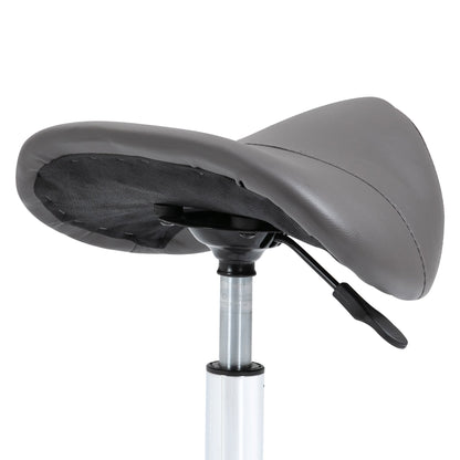 Ergonomic Rolling Saddle Stool PU Leather Hydraulic Spa Stool Height Adjustable Swivel Drafting Medical Salon Chair, Grey - Renee Lane Company