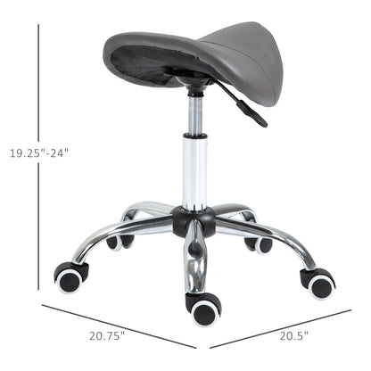 Ergonomic Rolling Saddle Stool PU Leather Hydraulic Spa Stool Height Adjustable Swivel Drafting Medical Salon Chair, Grey - Renee Lane Company