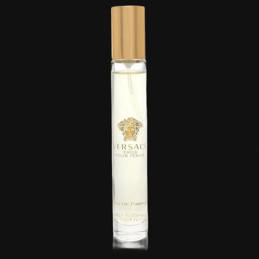 Versace Eros eau de parfum roller bottle with gold cap and clear pale liquid