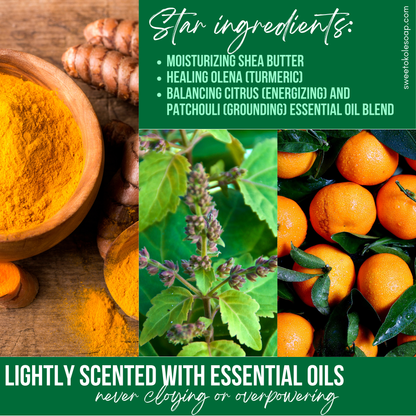 Essential Oil Shampoo Bar, Citrus Patchouli with Olena (Turmeric) - Renee Lane Company