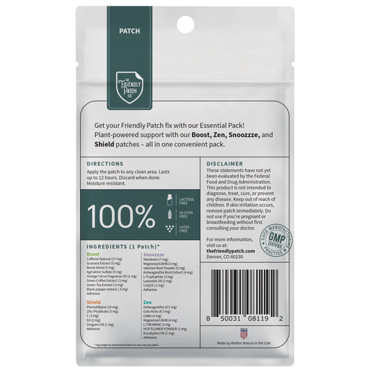Essentials Vitamin Patches: Boost, Relax, Snooze, Shield - 8 pack - Renee Lane Company