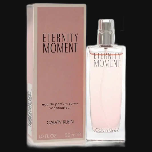 Eternity Moment eau de parfum spray, clear pink bottle with box