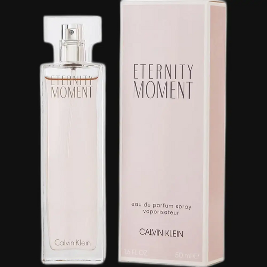 Eternity Moment eau de parfum spray set: clear bottle and pale pink box