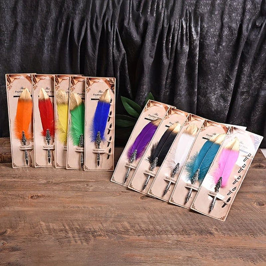 European And American Retro Feather Pen Dipping Pen Enterprise Business Gift Birthday Stainless Steel Signature Pen Teacher Gift Birthday Gift - Renee Lane Company