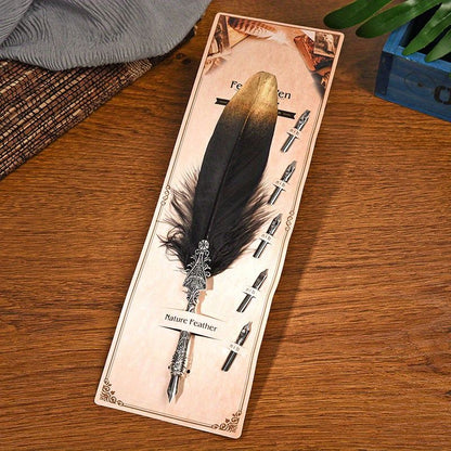 European And American Retro Feather Pen Dipping Pen Enterprise Business Gift Birthday Stainless Steel Signature Pen Teacher Gift Birthday Gift - Renee Lane Company
